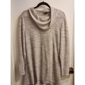 Lane Bryant Size 14/16 Long Sleeve Cowl Neck Marled‎ Light Gray Tunic Top